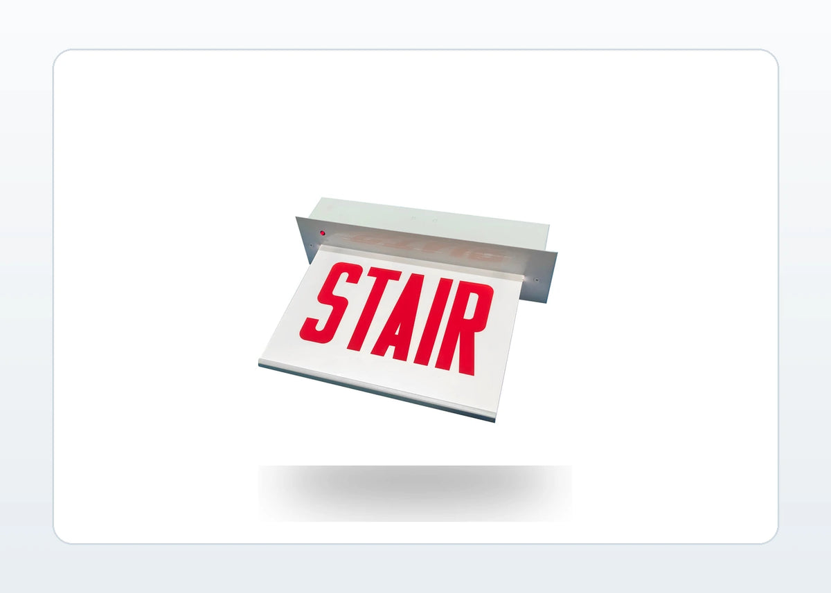 Edge-Lit Recessed Exit Sign - Stair, 8" Red Letters product detail image