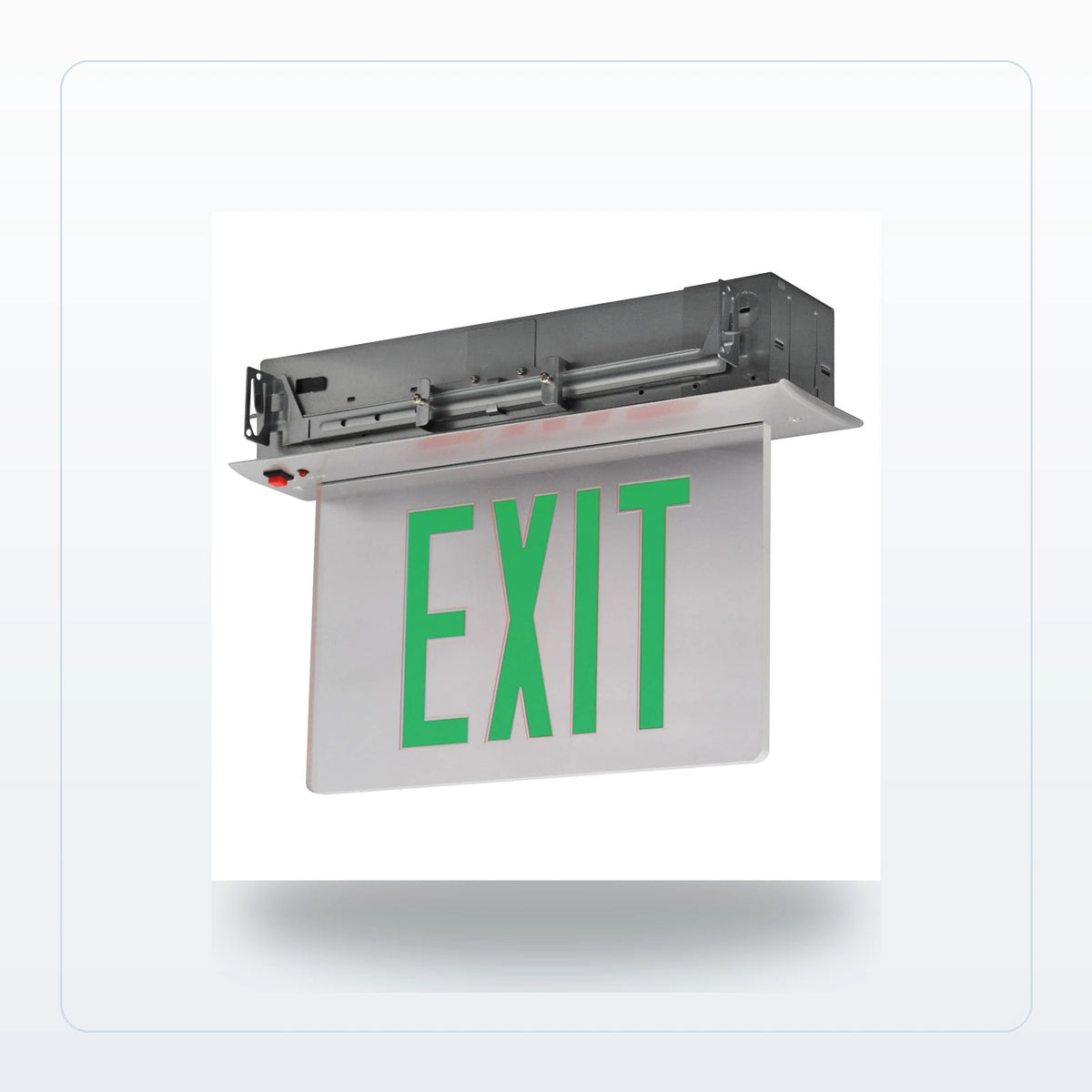 Recessed Edge-lit Aluminum Exit Sign for Unlimited Lights