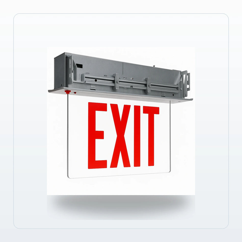 Recessed Edge-lit Aluminum Exit Sign for Unlimited Lights