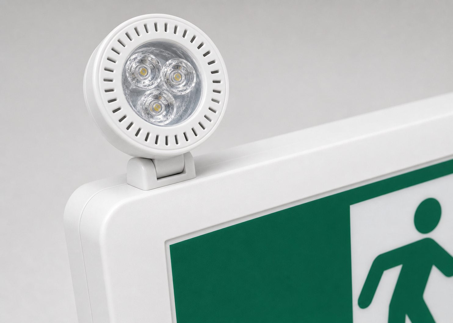 Running man combo fixture emergency lamp detail