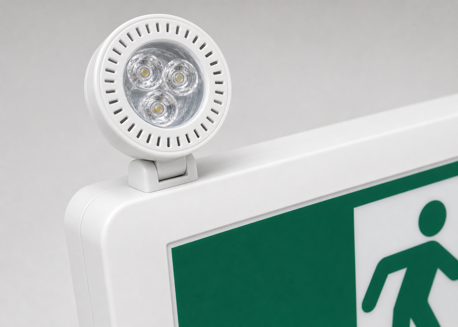 Running man combo fixture emergency lamp detail