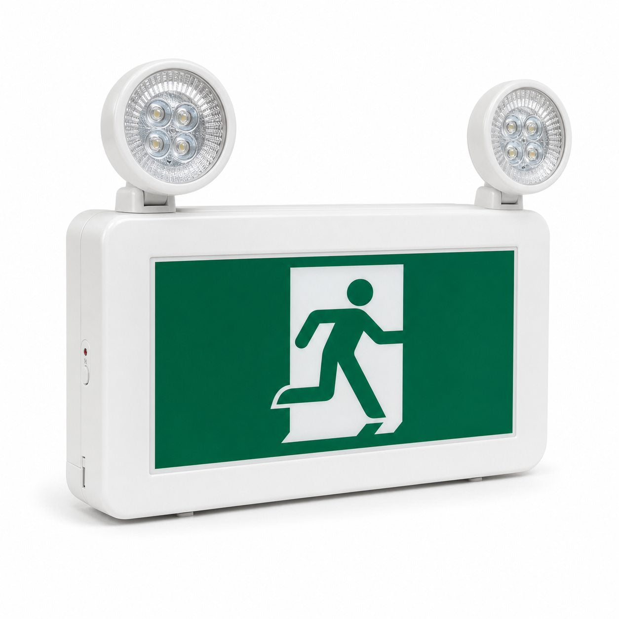 Running man LED exit and emergency combo fixture