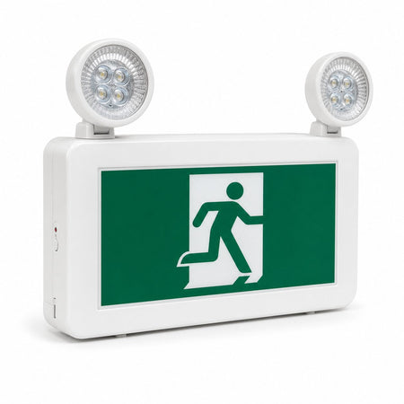 Running man LED exit and emergency combo fixture