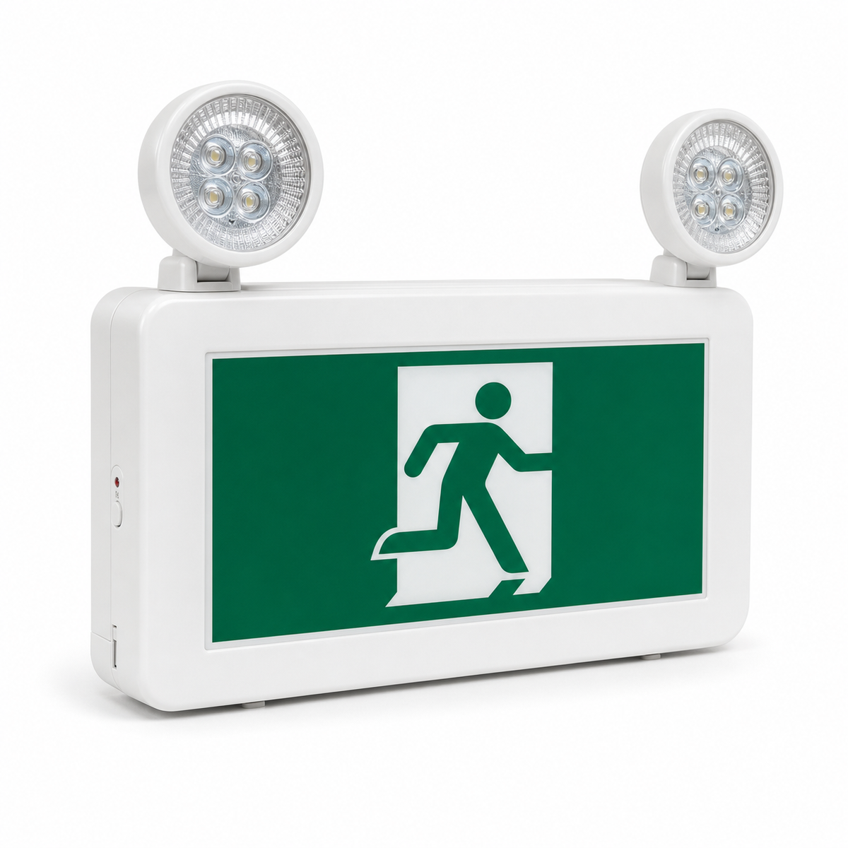 Running man LED exit and emergency combo fixture