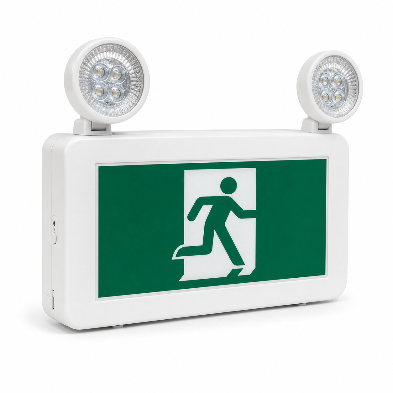 Running man LED exit and emergency combo fixture