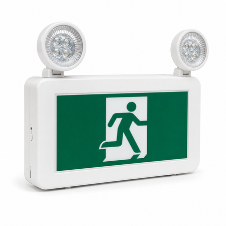 Running man LED exit and emergency combo fixture