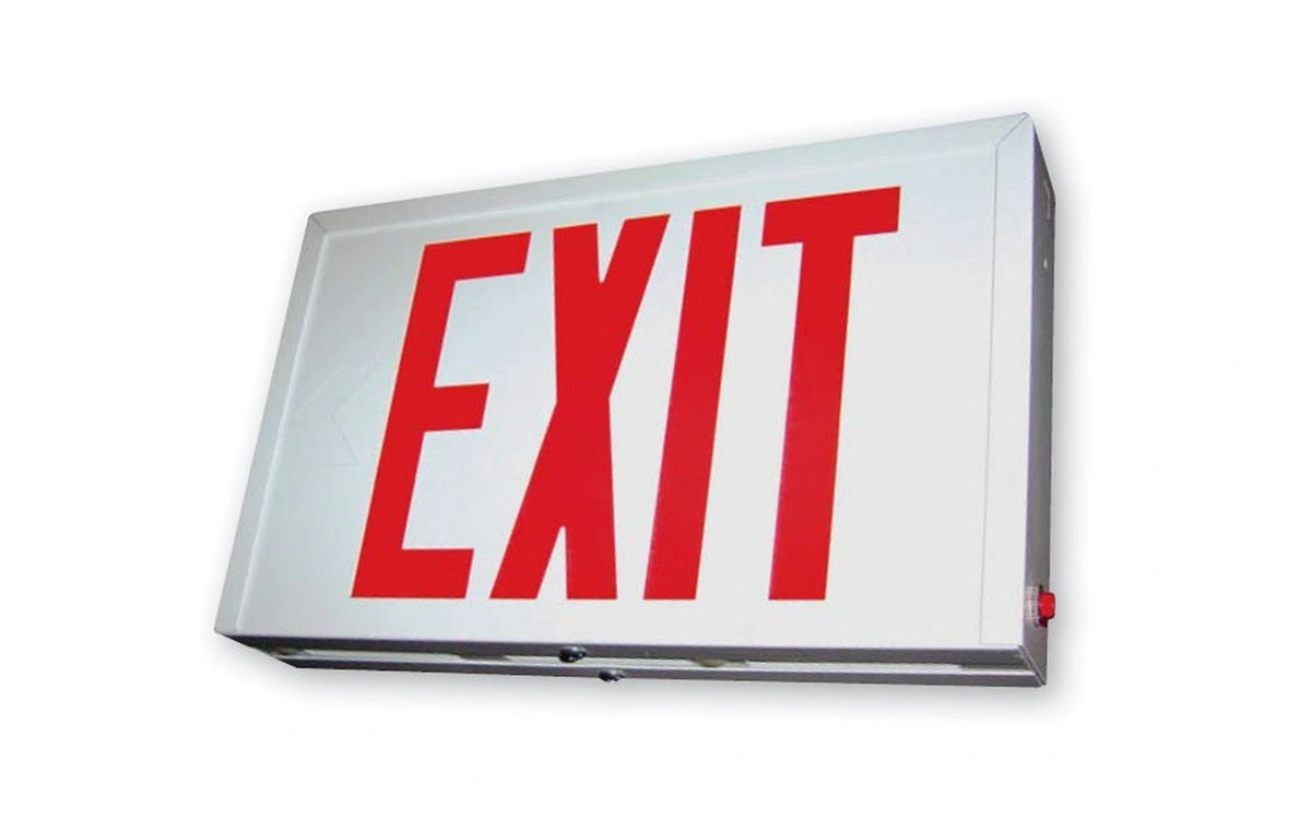 Steel LED Exit Sign - Durable, Field-Selectable Red or Green - Unlimited Lights Project Ready alternate real product photo