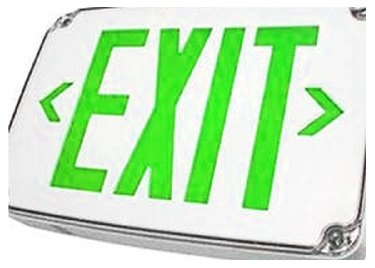 Compact Wet-Location LED Exit Sign - Grey Housing - Unlimited Lights Project Ready real product detail photo