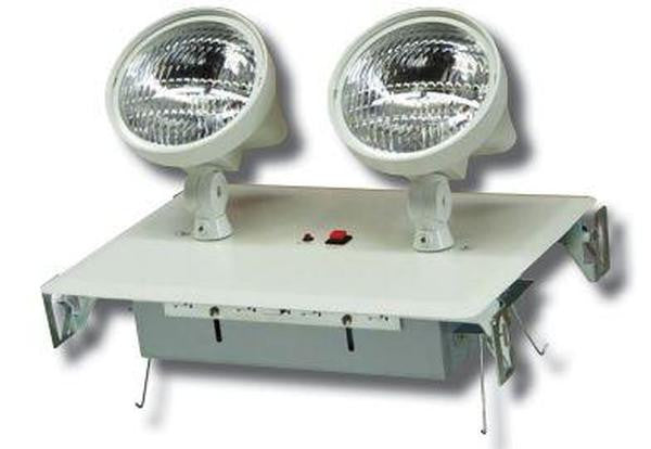 2 Head Recessed Emergency Fixture w/Battery & Remote Capability, White Housing, 120/277V