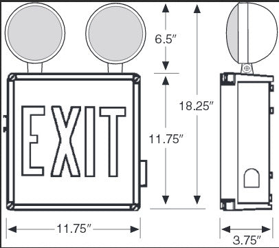 Wet location combo  single face led exit/emergency light green/red letters, 120/277v