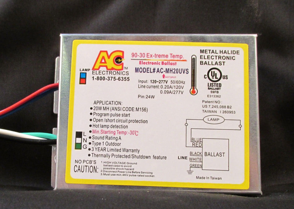 AC Ballast AC-MH20UVS - 1 lamp - 20w M156 HID lamp - 120/277v