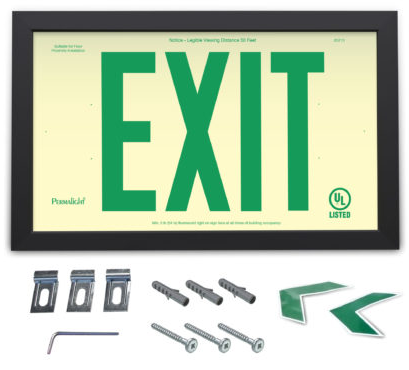 6 inch Green Exit Double Sided with Black Aluminum Frame