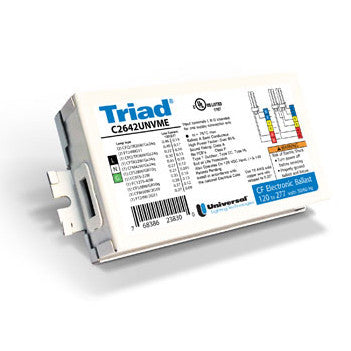 C2642UNVMES001C - 26W, 32W, 42W Quad, Triple, Multi Electronic Ballast - 120/277V - 1,2 Lamps - High BF