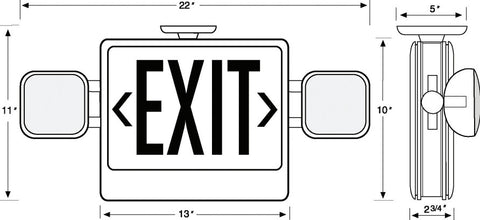 LED Combo Exit/Emergency Light - Single or Double - Green Letters 120V/277V