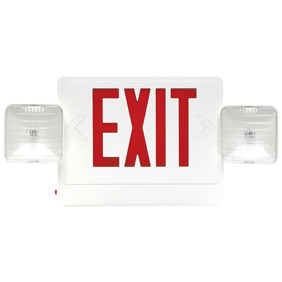 LED Combo Exit/Emergency Light - Single or Double - Red Letters 120V/277V