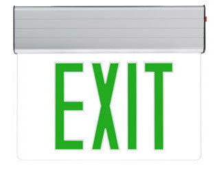 Edge-Lit LED Exit AC Only/Battery Backup Double Green/Red Mirror, 120/277V