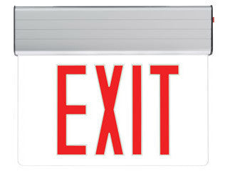 Edge-Lit LED Exit AC Only/Battery Backup Double Green/Red Mirror, 120/277V