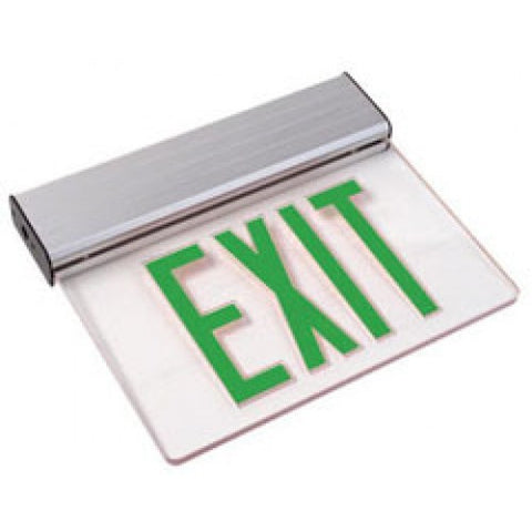 Edge-Lit - Single Sided - Red or Green - Clear LED Exit Sign - 120/277V AC
