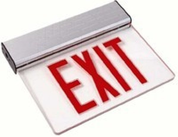 Edge-Lit - Single Sided - Red - Clear - LED Exit Sign - 120/277V