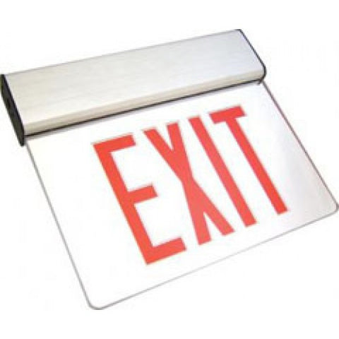 Edge-Lit - Single Sided - Red or Green - Clear LED Exit Sign - 120/277V AC