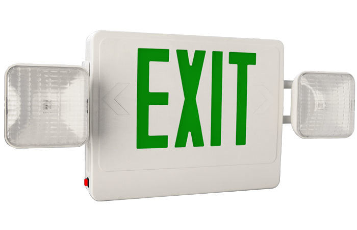 All LED Exit & Emergency Thermoplastic Combo, Green Letters