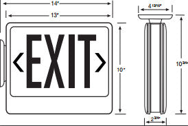 LED Exit w/Battery Backup Sgl/Dbl Face Univ. White Housing, Remote Capable 120/277V