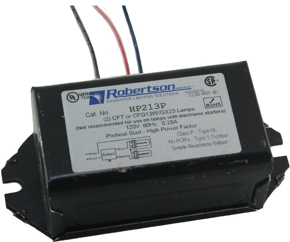 Robertson HP213P /A Mag 2x9W CFL 2-Pin Ballast - 120V - HPF