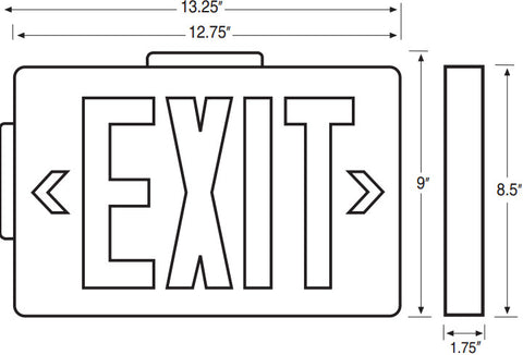 Cast Aluminum LED Exit Sign - Single Faced - AC Only with Canopy - 120/277V