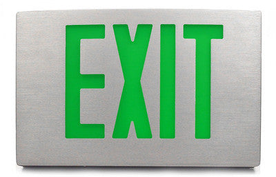 Cast Aluminum LED Exit Sign, Single Faced with canopy 120/277V Green