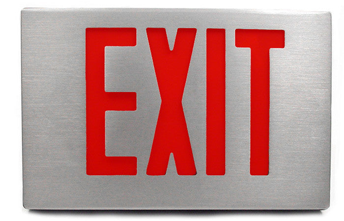 Cast Aluminum LED Exit Sign, Single Faced with canopy 120/277V Red