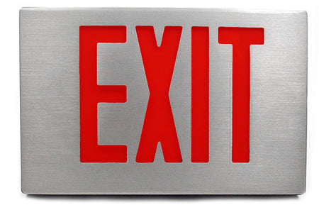 Cast Aluminum LED Exit Sign, Single Faced with canopy 120/277V Red