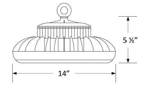 LED Round Wet Location Highbay - 100W - 5000k - 120/277v - DLC