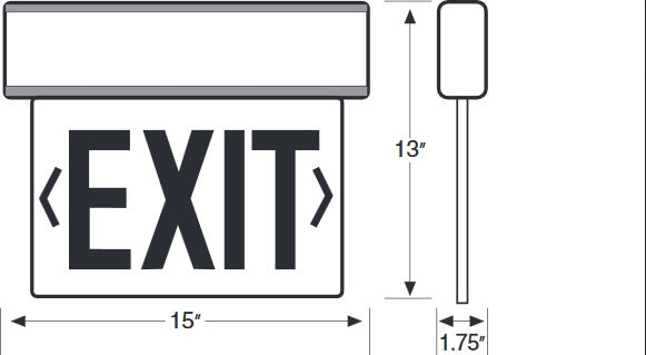 NYC Approved Surface Edge-Lit Exit Sign, Battery Backup/ AC Only, Single Face, Red/Clear, 120/277V