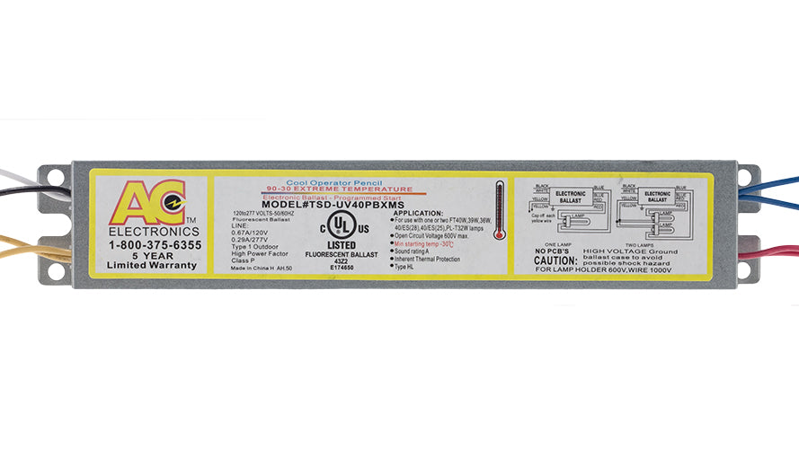 AC Ballasts TSD-UV70T8S C - 1 or 2 lamps - F70T8 fluorescent lamps - 120/277v