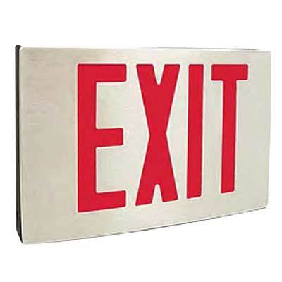 NYC Approved Cast Aluminum LED Exit Sign, Single Face, AC Only/Emergency Backup, with canopy - Red Letters, 120/277V